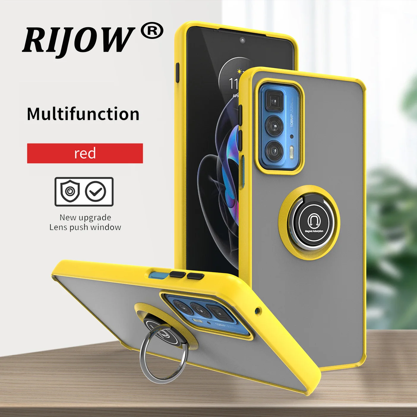 Чехол-подставка RIJOW для Moto Edge 20 Pro Матовый ультратонкий чехол с кольцом-держателем