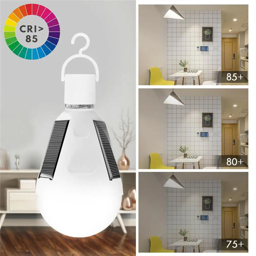 

E27 Solar Lights Led Bulb Hanging Led Solar Lamp 12W 82-265V Rechargeable For Outdoor Hiking Camping Tent Fishing Lighting