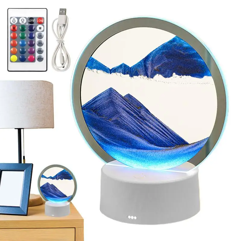 

3D Sand Art Liquid Motion Remote control creative gift quicksand lamp Desktop Ornaments Moving Art Lamp home decor accessories