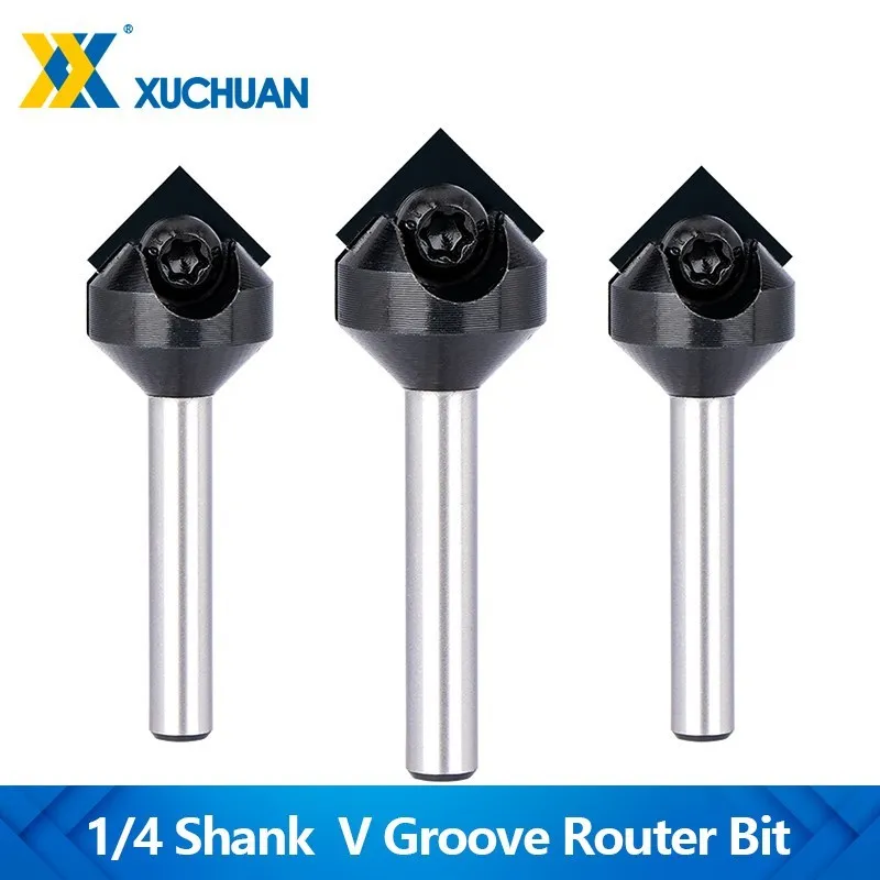 

Spoilboard Planer Bit 1/4" Shank V Groove Carbide Insert Style Router Bit 90° Single Flute End Mills For Woodworking