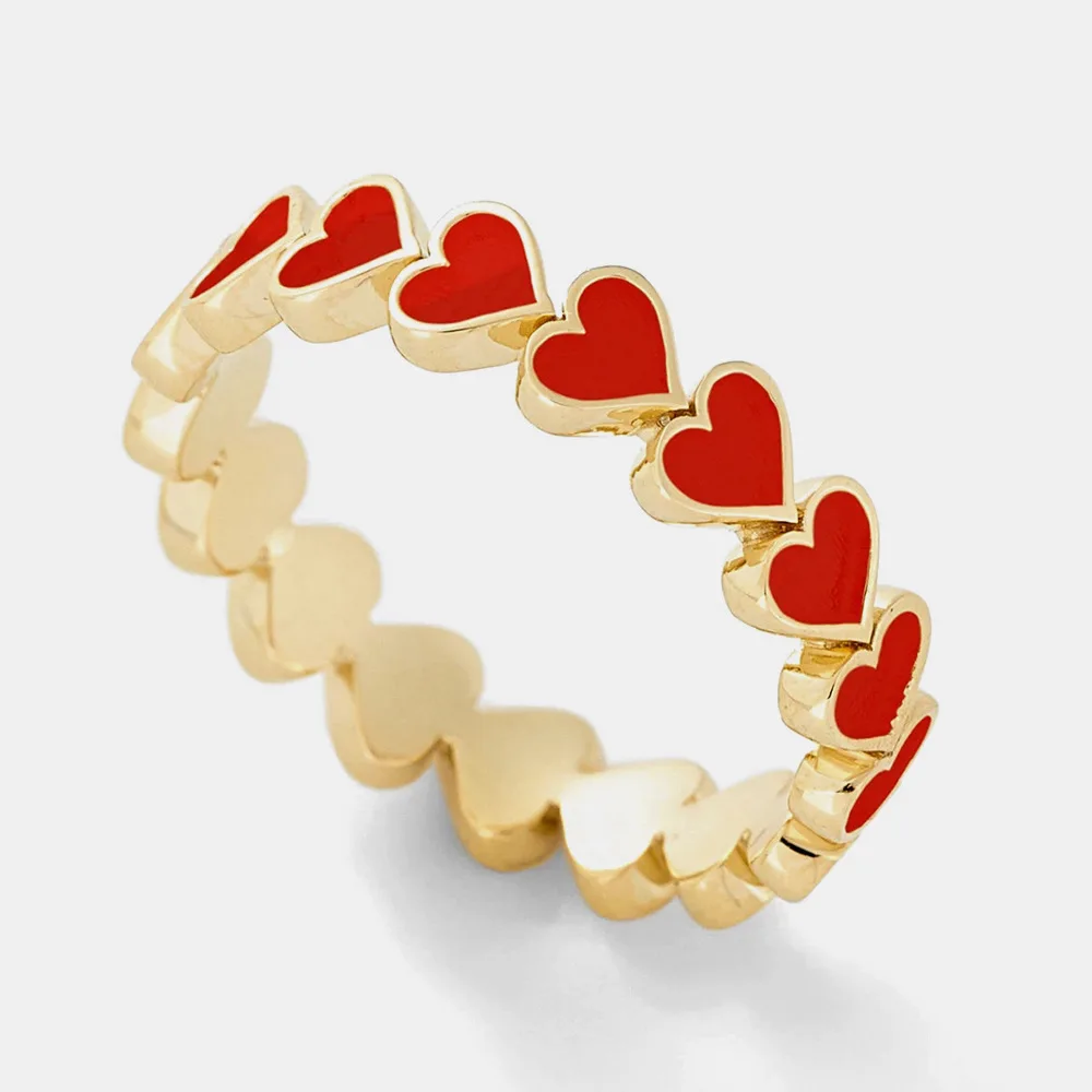 

Love Heart Engagement Ring For Women Drip Oil Heart Rings Plated Lady Band Rings Trendy Wedding Party Accessories