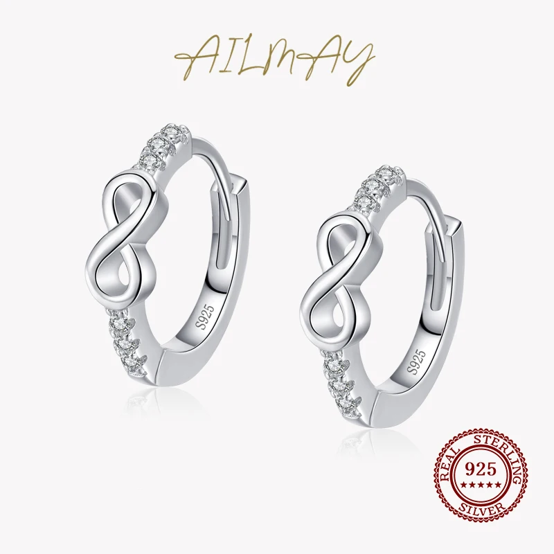 

Ailmay, серебро 925 пробы, бесконечность, любовь, бесконечность, фотоэлемент для женщин, прозрачный CZ Кольцо, фотоэлемент, ювелирные изделия