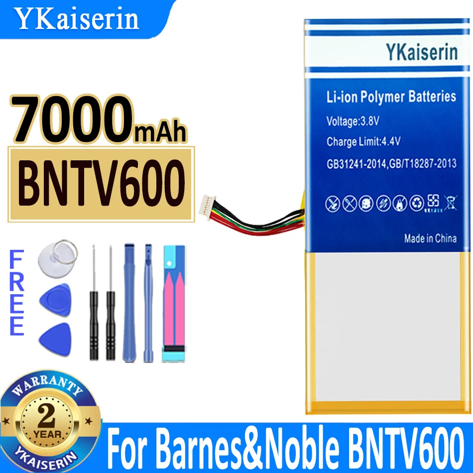 7000mAh YKaiserin Battery BNTV600 AVPB00 For Barnes & Noble Nook HD+ Plus, NOOK HD+9, AVPB002-A110-01 Ovation Bateria
