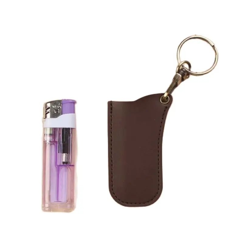 

Handcrafted Disposable Lighter Leather Covered Leather Case Keychain
