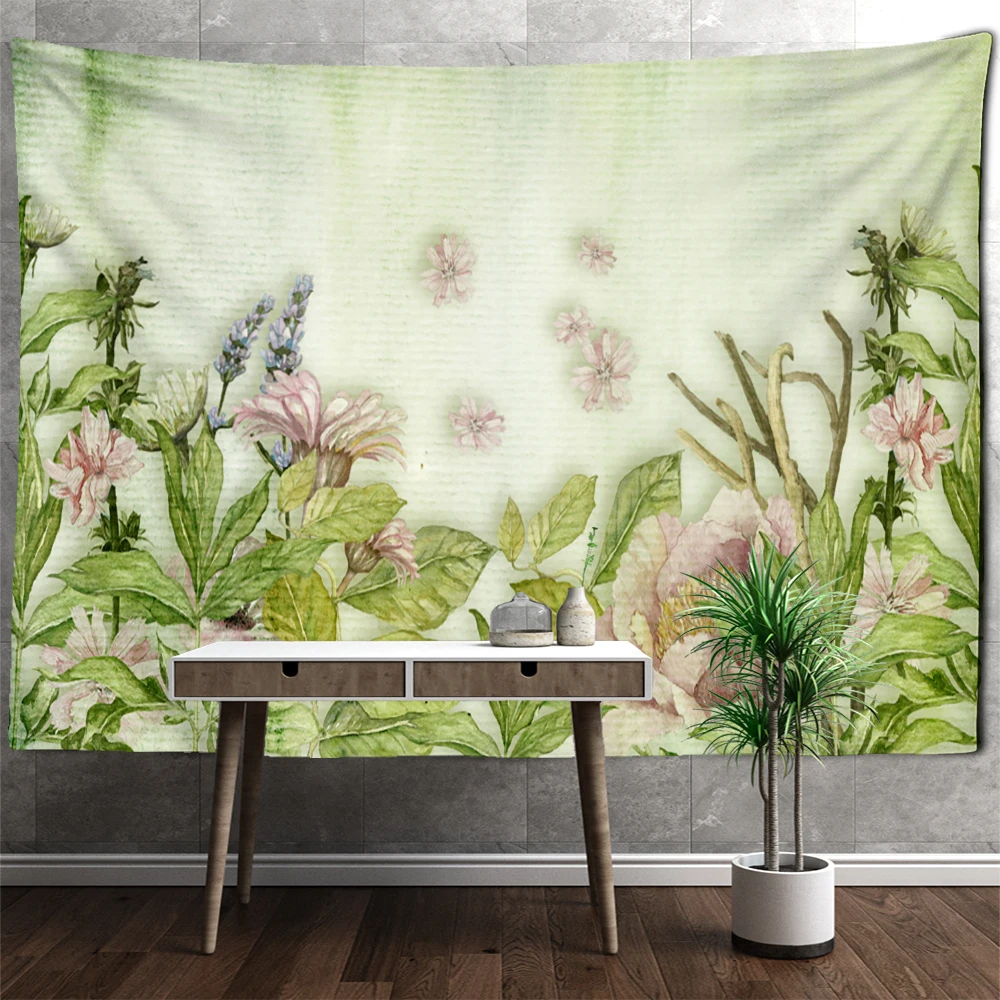 

Vintage Green Tropical Plants Tapestry Wall Hanging Psychedelic Witchcraft Mystery Dorm Living Room Home Decor
