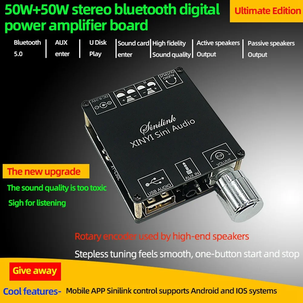 XY-C50L Bluetooth 5 0 AUX цифровой усилитель мощности плата 2X 50 Вт динамик стерео аудио