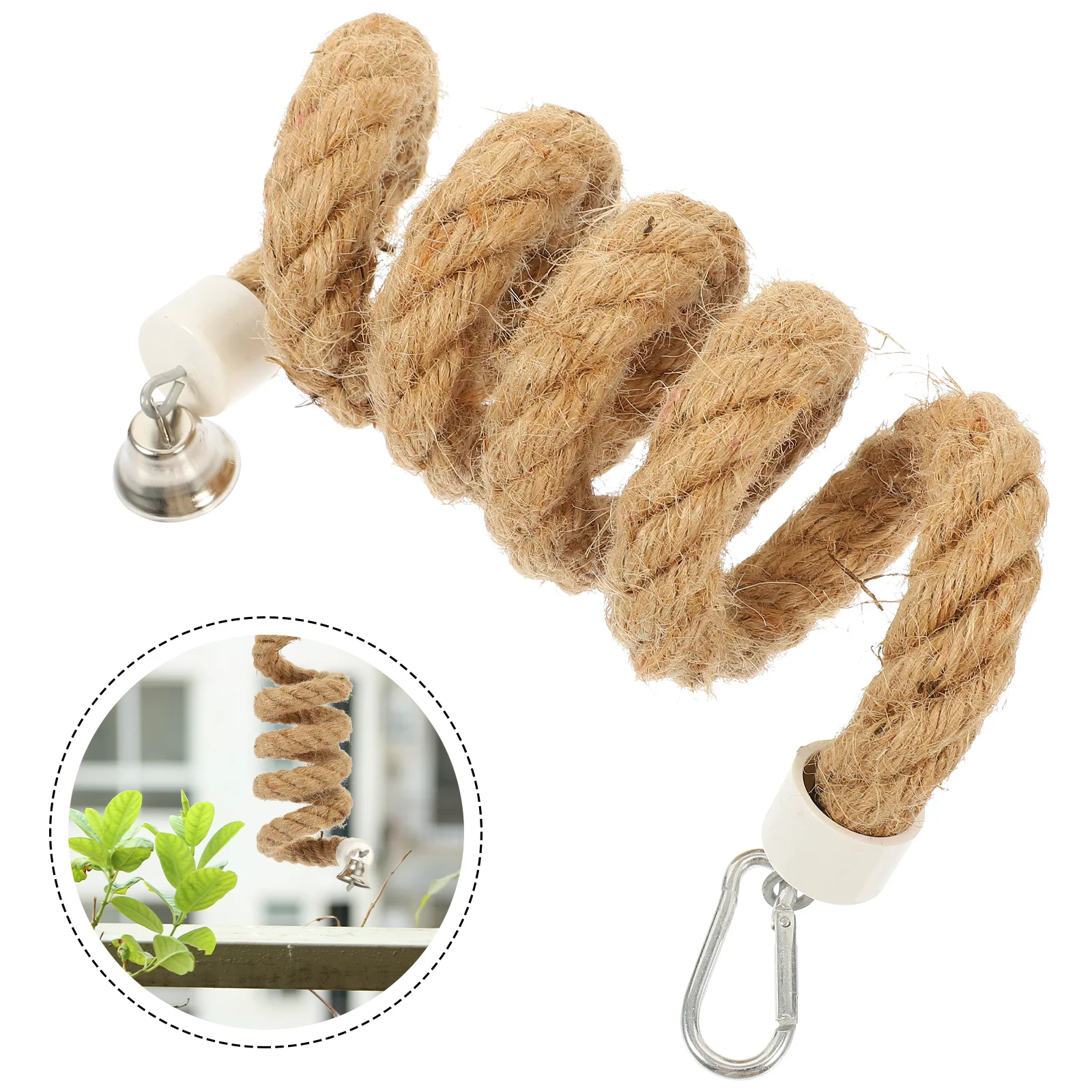 

Hanging Rope Toy Perches Bird Cages Spiral Standing Parrot Swing Parakeet Small Toys