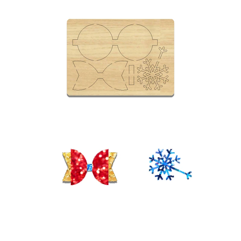 

BD-85 Wooden Cutting Die For Bow Hair Clip With Snowflake Accessories, Suitable For Most Machines
