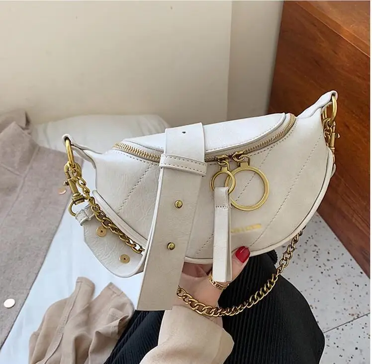 

2022 Women Fashion PU Pack Zipper Bag Chest Bags Women Waist Pack Crossbody Bags