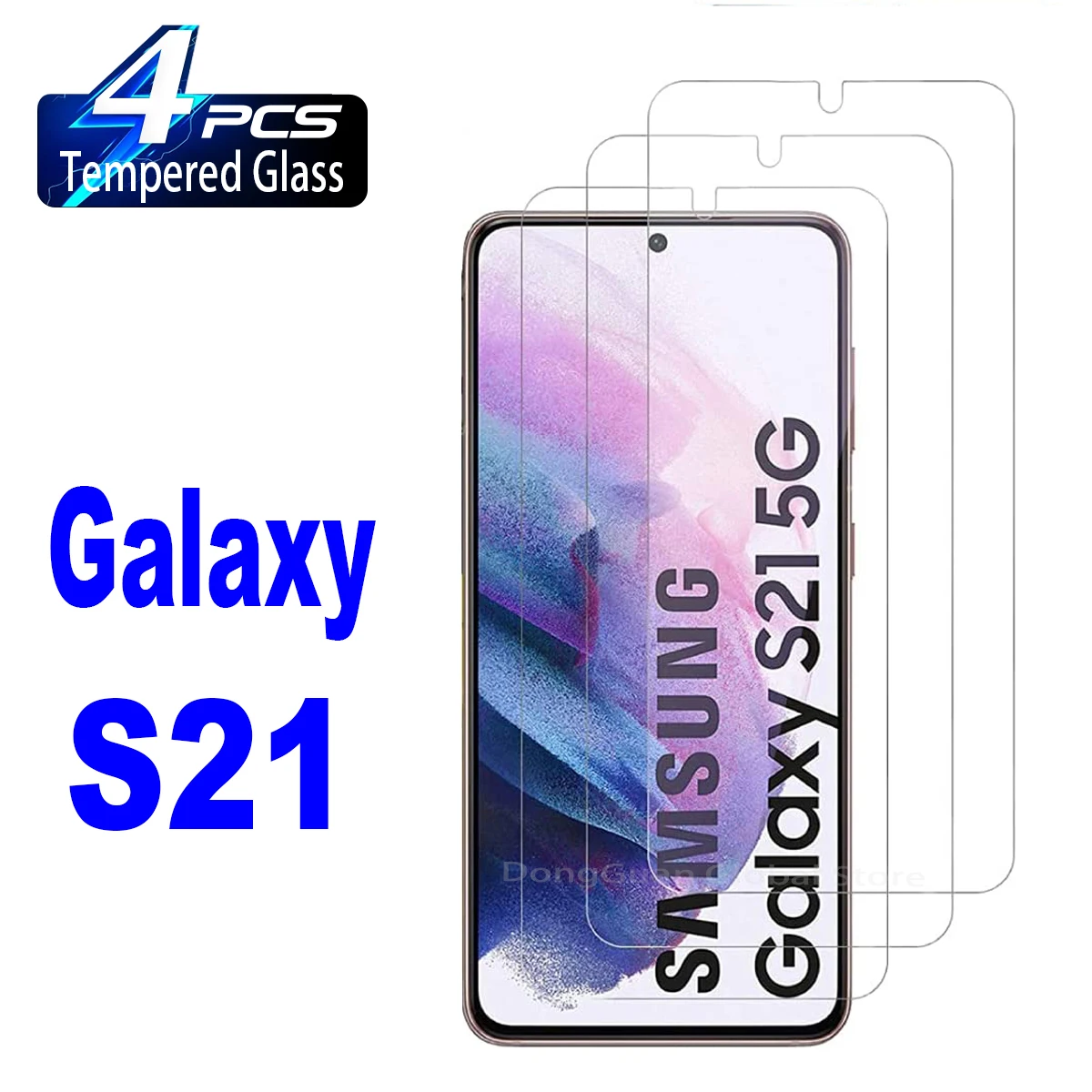 

1/4Pcs 0.2mm Tempered Glass For Samsung Galaxy S21 5G Fingerprint Unlock Anti Scratch Screen Protector Glass
