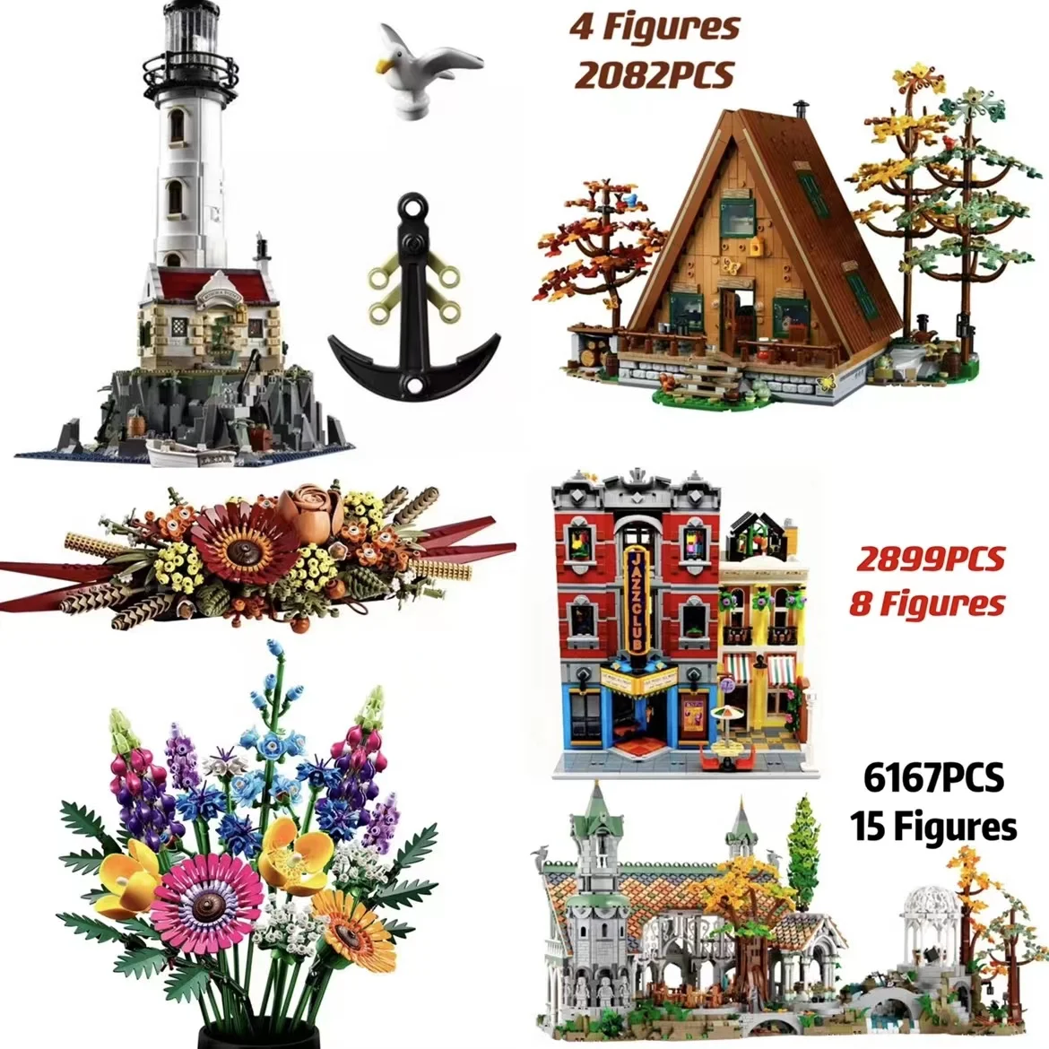 

NEW 10316 Lorded Of Rings Rivendell Set 10312 Jazz Club Building Blocks 21338 A- Frame Cabin Wildflower Brick Toy Gift Kid Adult