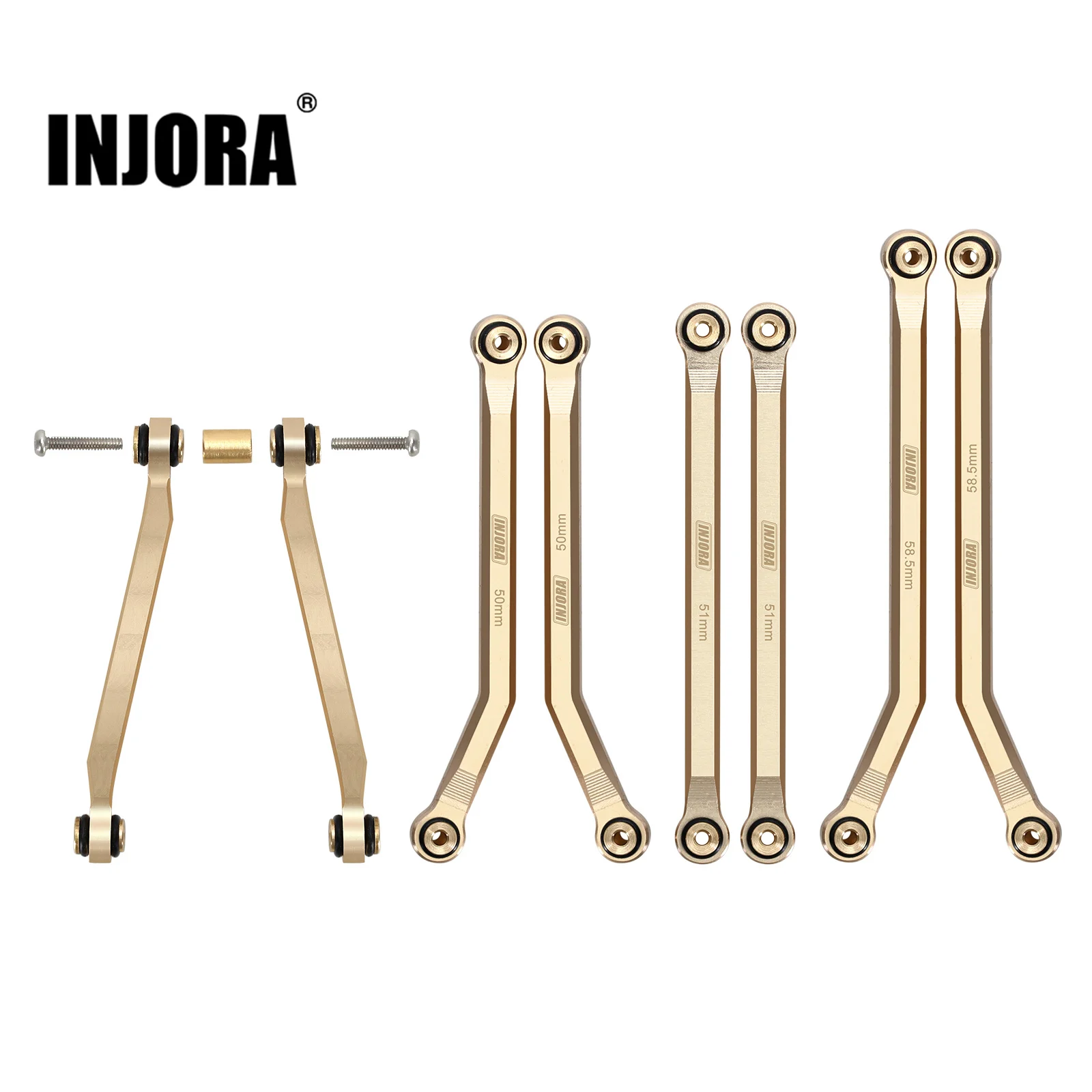INJORA 37g Heavy Brass High Clearance Chassis 4 Links Set for 1/24 RC Crawler Car Axial SCX24 C10 JEEP JLU Ford Bronco