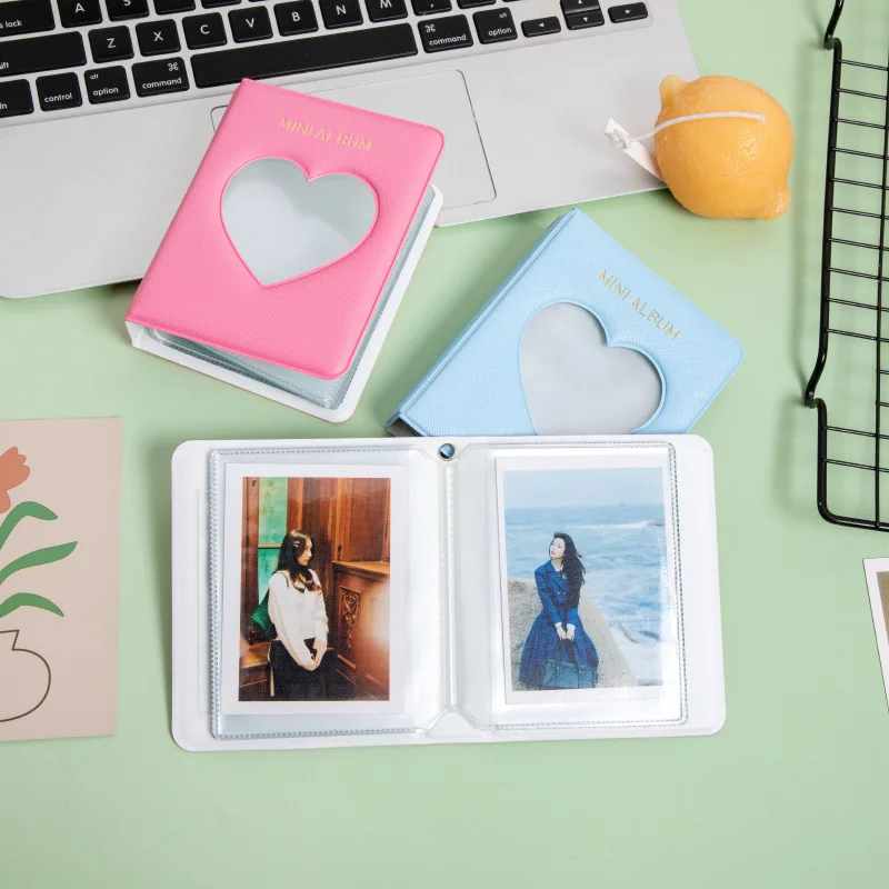 

Photocard Holder 3-inch Solid Color Heart Hollow Photo Album Idol Cards Collect Book Instax Pictures Storage Bag Photos Albums