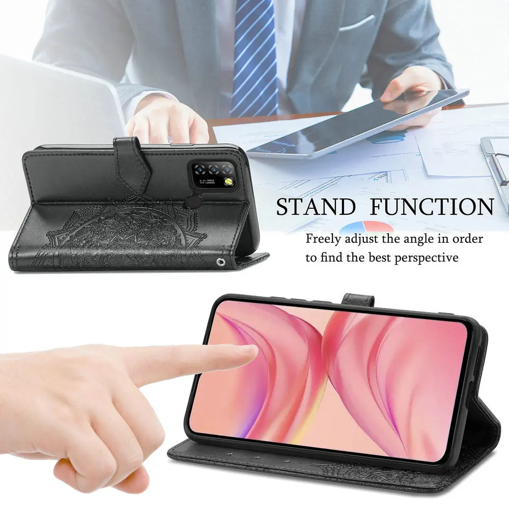 for infinix hot 10 play leather flip case mandala wallet book shell note 11 pro 10s nfc case hot10 lite 11s 10t 9 s phone cover free global shipping
