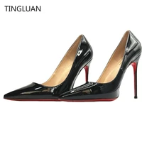 2022 so kate pumps women high heel shoes red shiny bottoms 8cm 10cm 12cm sexy pointed toe genuine leather wedding shoes 34 44
