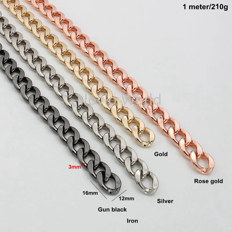 1-5meters by meter 5 colors rose gold 3.0mm 16*12mm Iron meterial chains for chains bag purse accessories