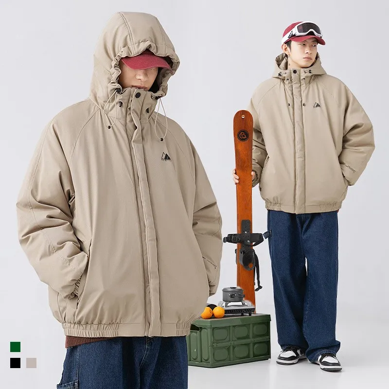 Outdoor Simple Hooded Cotton Jacket Black Khaki Dark Green Winter New Functional Windproof Couple's Cotton Jacket