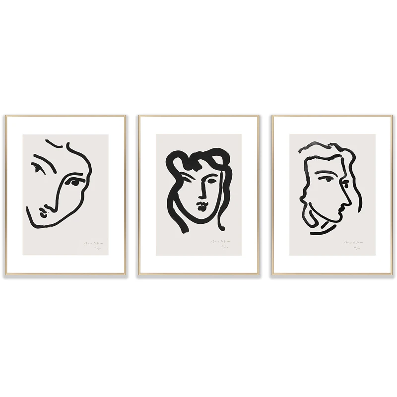 

Minimalist Black Lines Woman Face Canvas Painting Nordic Matisse Figures Print Posters Modern Picture for Living Room Home Decor