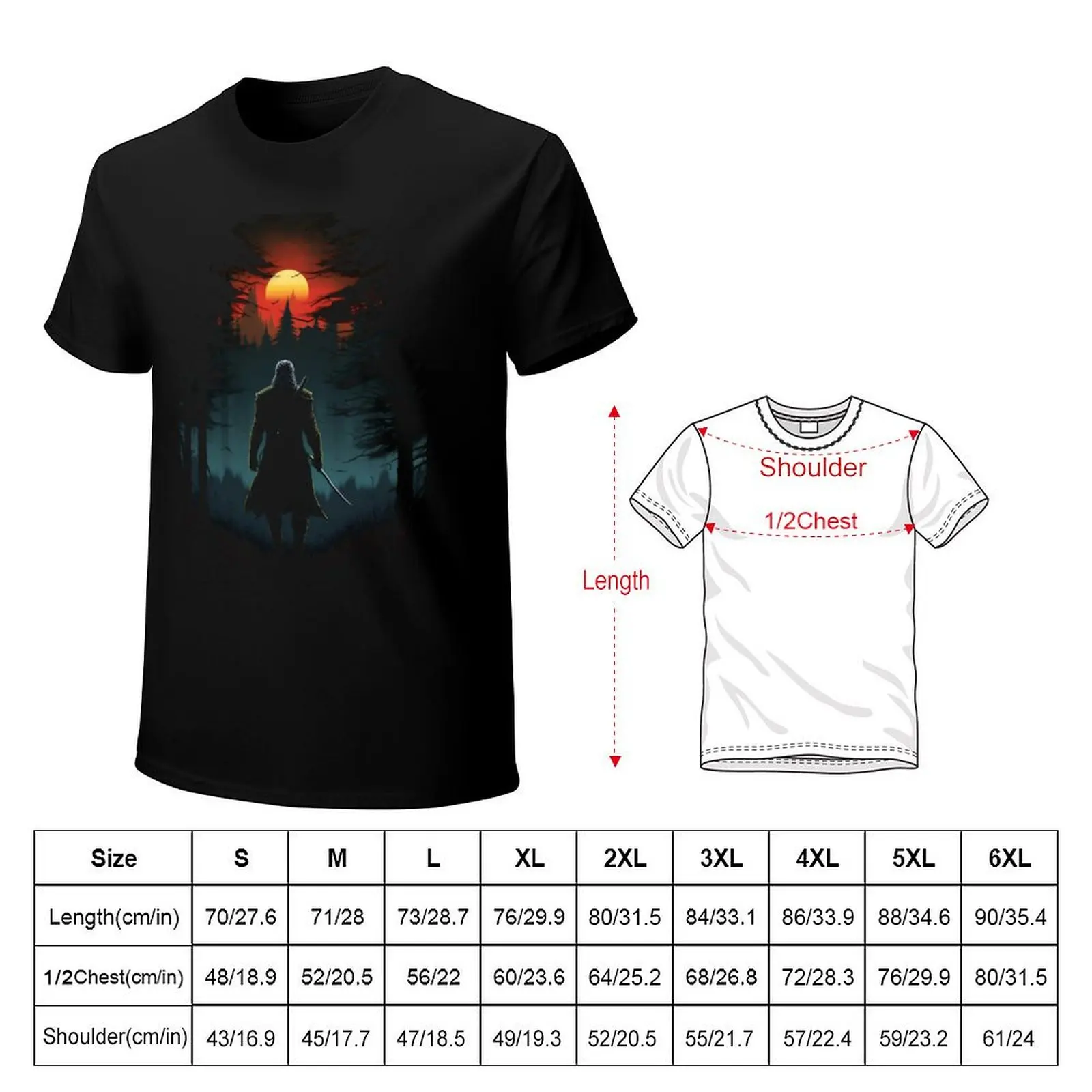 Фото Футболка Sunset Monster Hunter III - Silhouette - Witcher, высокоэластичная спортивная футболка №2