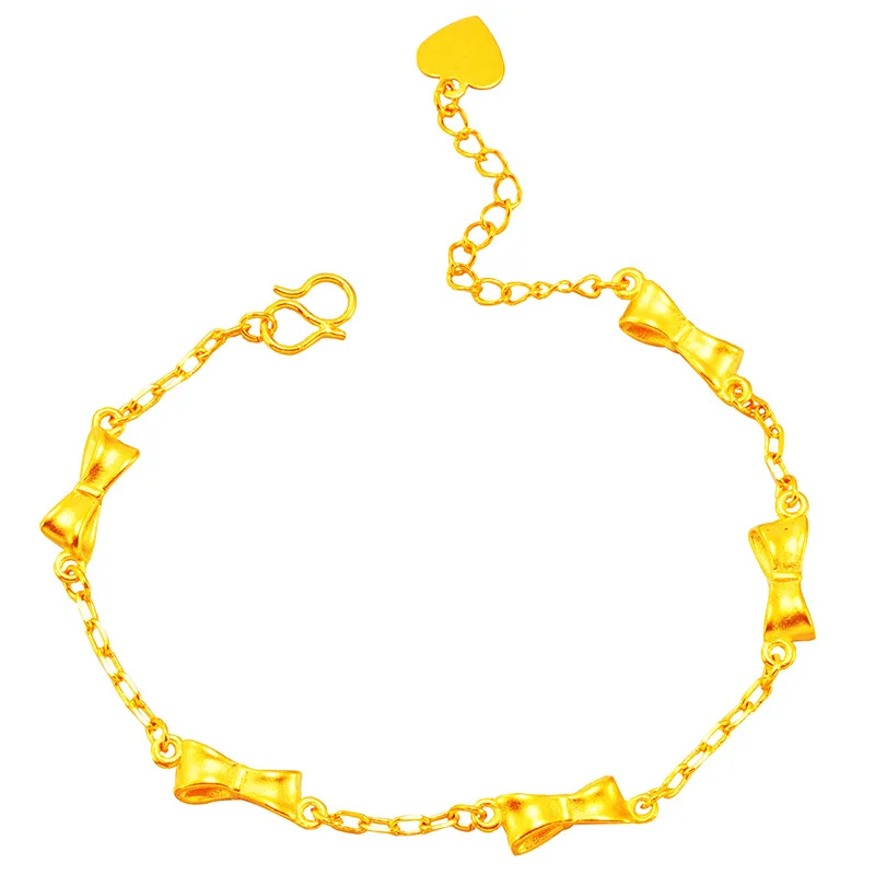 

Female 14k Gold Color Bow-knot Bracelet Jewelry Genuine Fine Bracelet for Women Girfriend Jewelry for Birthday Gift Not Fade