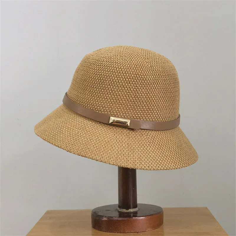 

202202-may-js Spring summer japan cap woven fabric belt decoration retro fisherman hat basin hat breathable fashion stereotypes