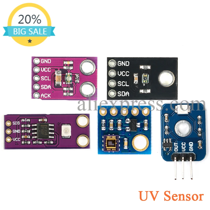 

UV Sensor Detecting Ultraviolet Light Intensity Sensor Module VEML6070 EML6075 CJMCU-6070 S12SD GY-8511 GY-ML8511 for Arduino