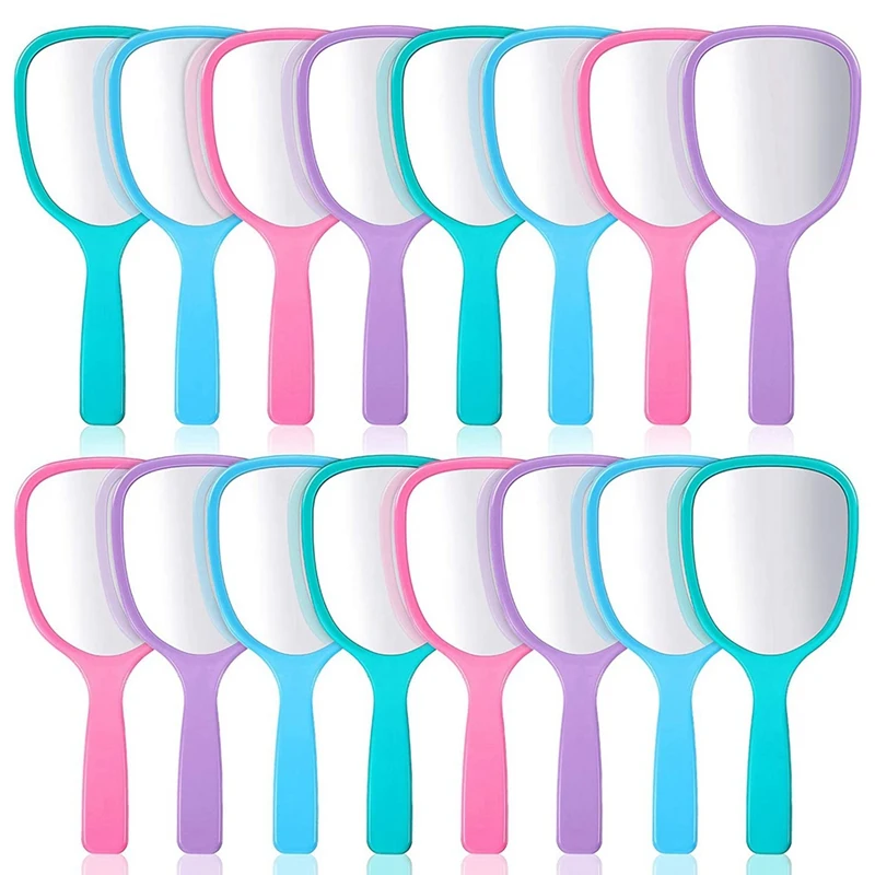 

16 Pieces Hand Handheld Mirror With Handle Plastic Travel Makeup Handheld Cosmetic Mirror, Portable Vanity Mirror