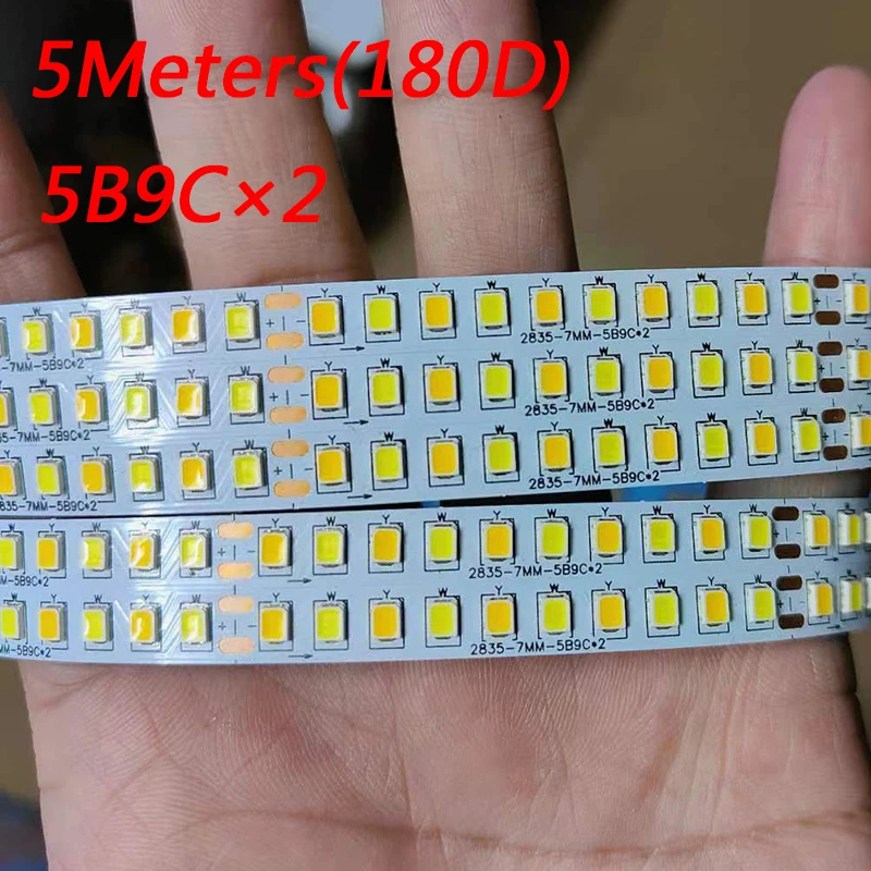 （2 welding point）5 meters 2835 180D dual colors LED strip for repairing chandeliers, LED ribbon (51-60W)X2colors
