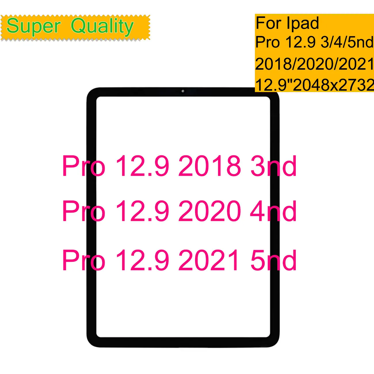 10Pcs/Lot For Apple iPad Pro 12.9 2018 2020 2021 Touch Screen Front Outer Glass Panel Lens LCD Glass With OCA Laminated