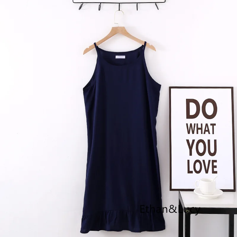 New Summer Ladies Lace Suspender Dress Sleeveless Solid Viscose Sexy Nightwear Spaghetti Strap Sleepwear Women Thin Sleep Tops