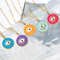 evil eye necklace 14k gold plated stainless steel necklace for women turkish blue evil eyes clavicle chain necklaces jewelry