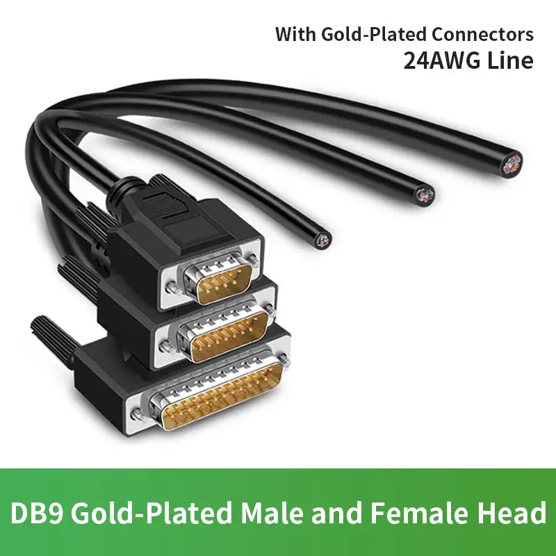 

DB9 DB15 DB25 Connector Cable 24AWG 9/15/25 Pin Soldering-free Signal Line Male Female RS232 Serial Port Plug Shielded Data Wire