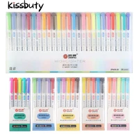 25 colors double head highlighter pen midliner colors fluorescent highlighters art marker schooloffice art stationery supply