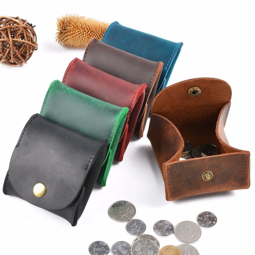 

Mini Vintage Men's Wallet Cowhide Men's Coin Purse Zipper Coin Wallet Retro Key Holder Small Money Bag Money Change Coin Pouch