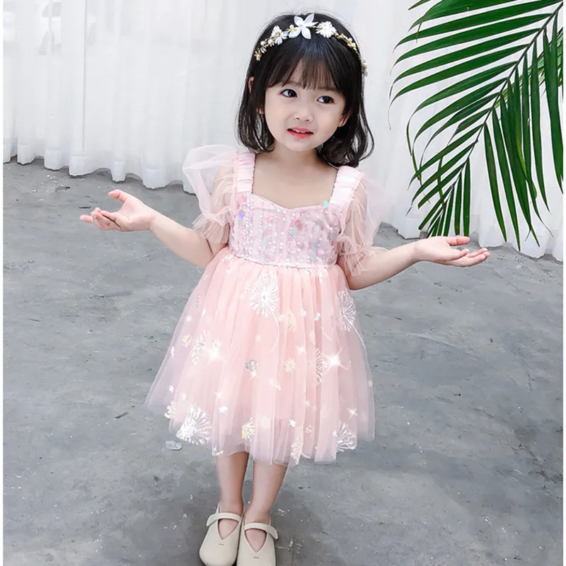 

Girls Dress 2022 Summer Super Soft Embroidered Princess Mesh Dress Toddler Girl Dresses Kids Clothes Summer Dress