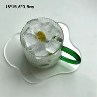 irregular acrylic clear coaster heat insulation table mat cup tea mug coffee aromatherapy decorative pads kitchen accessories