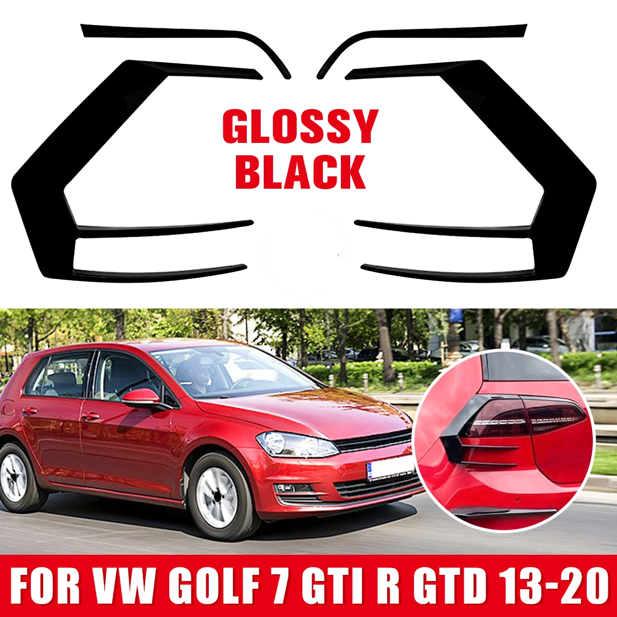 

For Volkswagen VW Golf 7 GTI R GTD 2012-2015 R400/VW Golf 7 GTI R GTD 2013-2020 Rear Bumper Splitter Canard Fog Lamp Light Trim