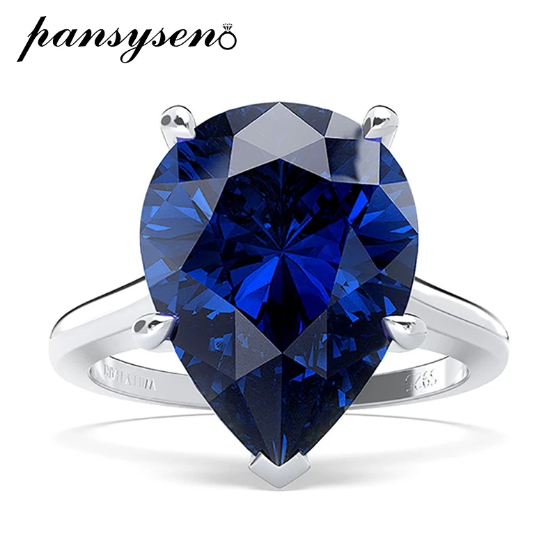 

PANSYSEN 925 Sterling Silver Pear Cut Sapphire Citrine Ruby Gemstone Birthstone Wedding Bands Couple Ring Fine Jewelry Wholesale