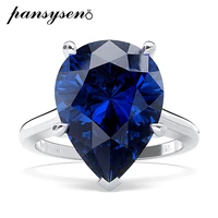 pansysen 925 sterling silver pear cut sapphire citrine ruby gemstone birthstone wedding bands couple ring fine jewelry wholesale