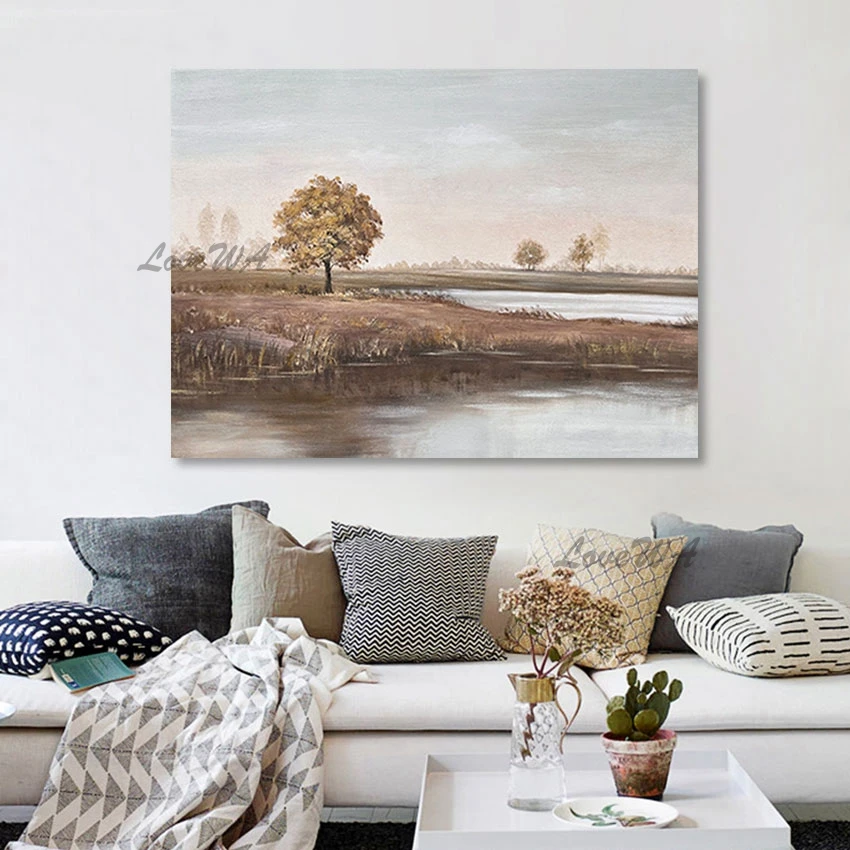 

Unframed Outdoor Natural Scenery Canvas Acrylic Paintings Hand Painted Abstract Home Wall Art Showpiece Picture Home Decor
