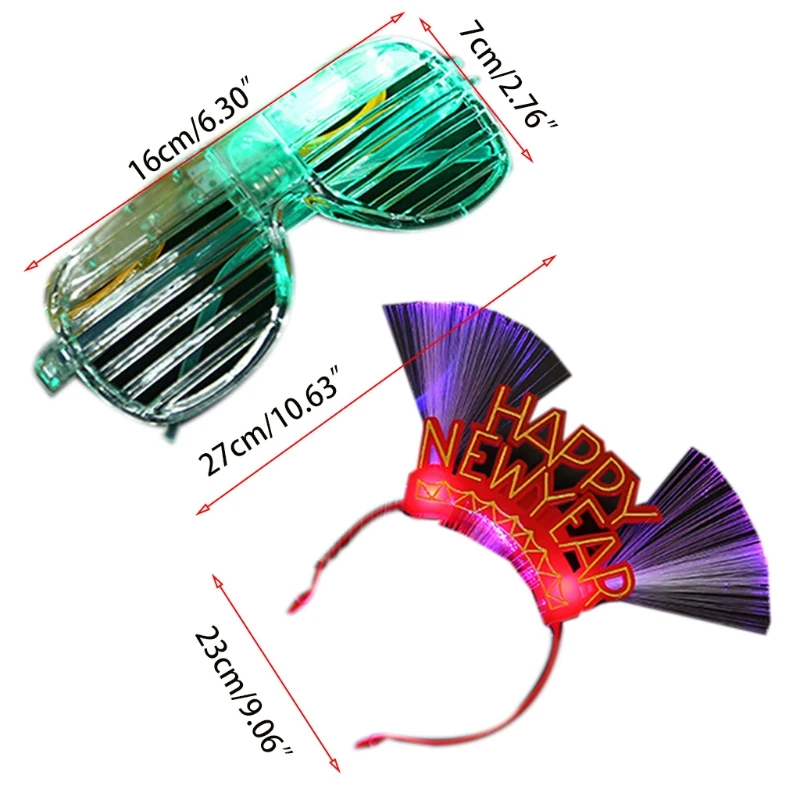 Крутая Новогодняя повязка на голову очки с подсветкой головной убор светящаяся