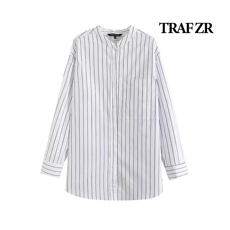 TRAF ZR полосатые блузки для женщин Harajuku модный летний топ белые топы Y2K элегантные