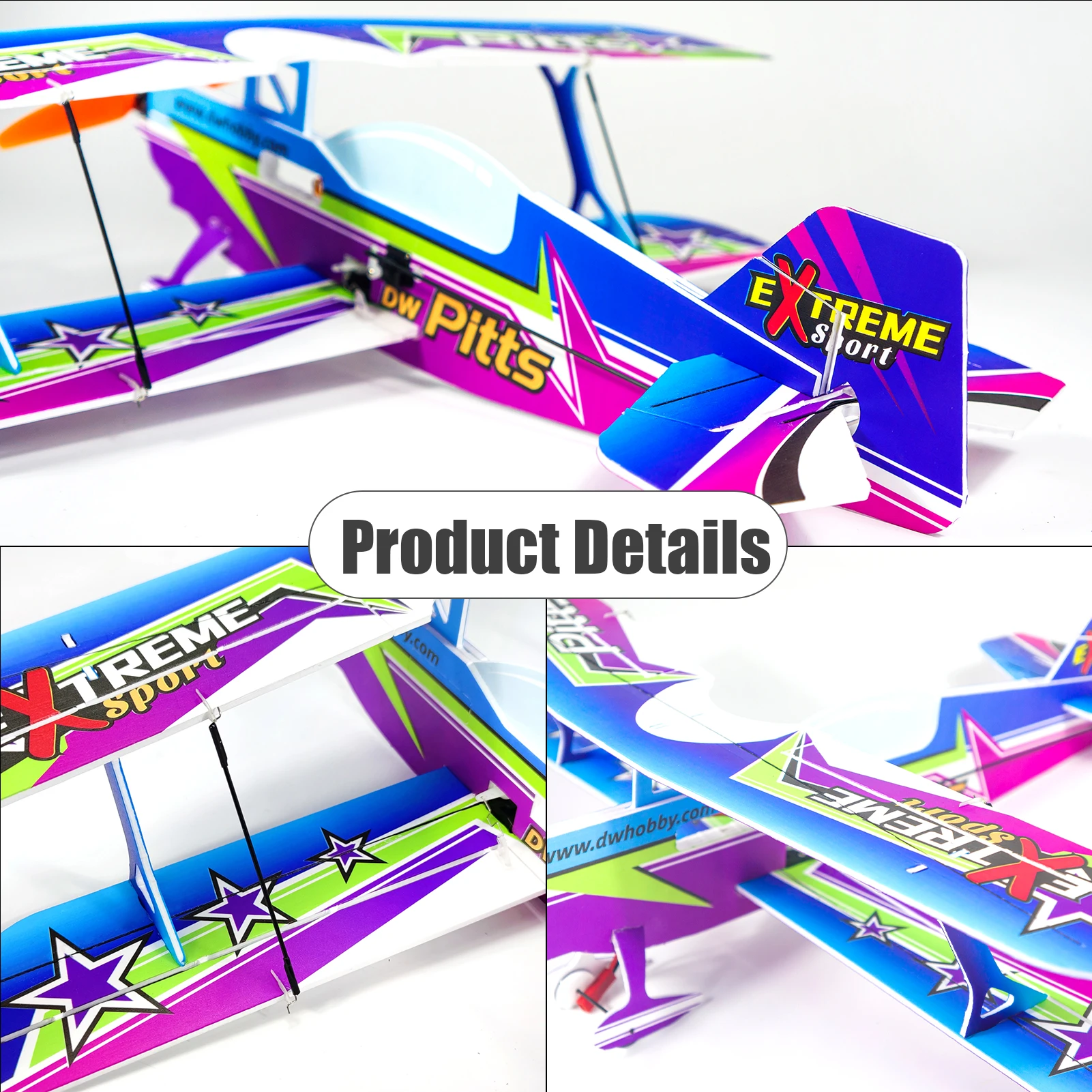 DWH E3005-154E PITTS Радиоуправляемая Модель Самолета Вертолет 450 Мм Размах Крыльев