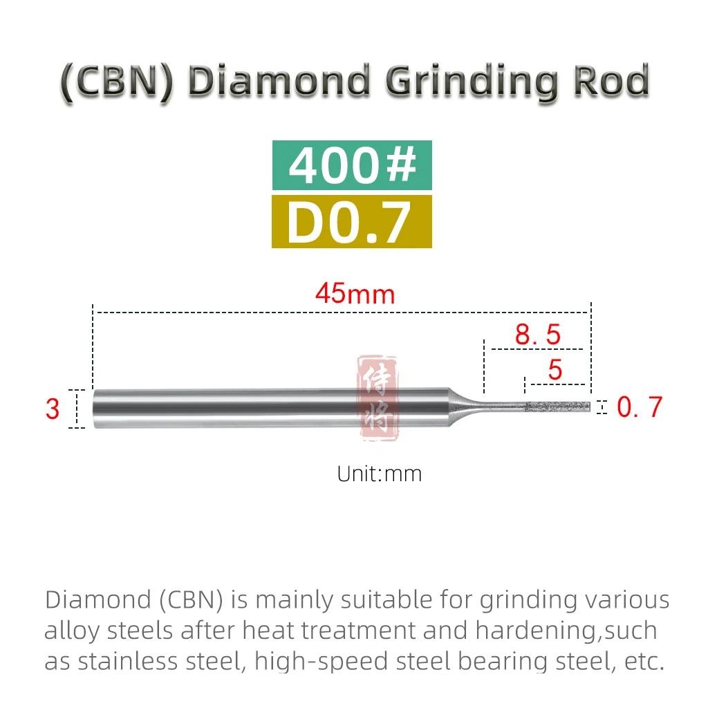 

CBN SDC Алмазный шлифовальный стержень Прецизионная головка с внутренним отверстием Хвостовик 3 мм D0,3-2,5 мм Внутренние точки Настраиваемые для шлифовальных операций