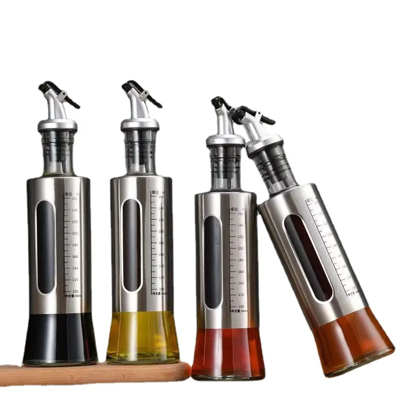 Цена Стеклянная бутылка для масел большой емкости со шкалой для кухни, соуса, уксуса, вина, для домашнего использования с дозатором масла Продажа Стеклянная бутылка для масел большой емкости со шкалой для кухни, соуса, уксуса, вина, для домашнего использования с дозатором масла