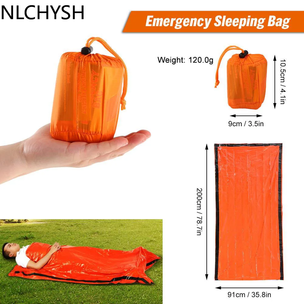 Outdoor Bivy Emergency Sleeping Bag Camping Survival Thermal Blanket Mylar Waterproof Emergency Gear Compact Windproof Durable