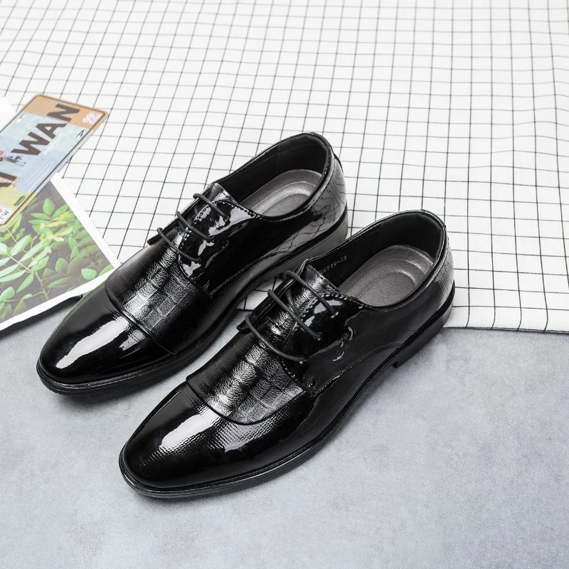 Men Dress Shoes Business Leather Shoes Dress Casual Low Top Solid Color Nonslip Dress British Style Leather Shoe Spring Men Shoe