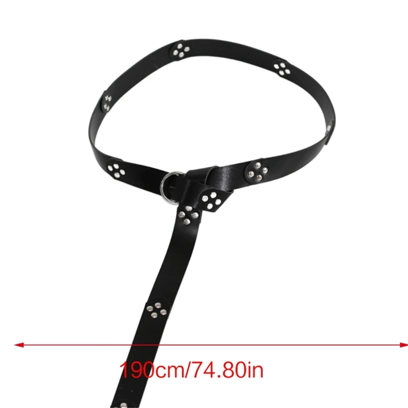 L93F Medieval CelticRivet Stud Waist Belt Vintage Knight Circular PU Strap Men Women Belt Waistband Unisex Costume Accessory