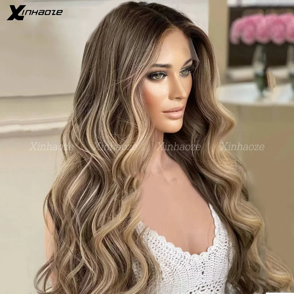 Блестящие прозрачные парики 13 × 4 6 светлые волнистые человеческие волосы