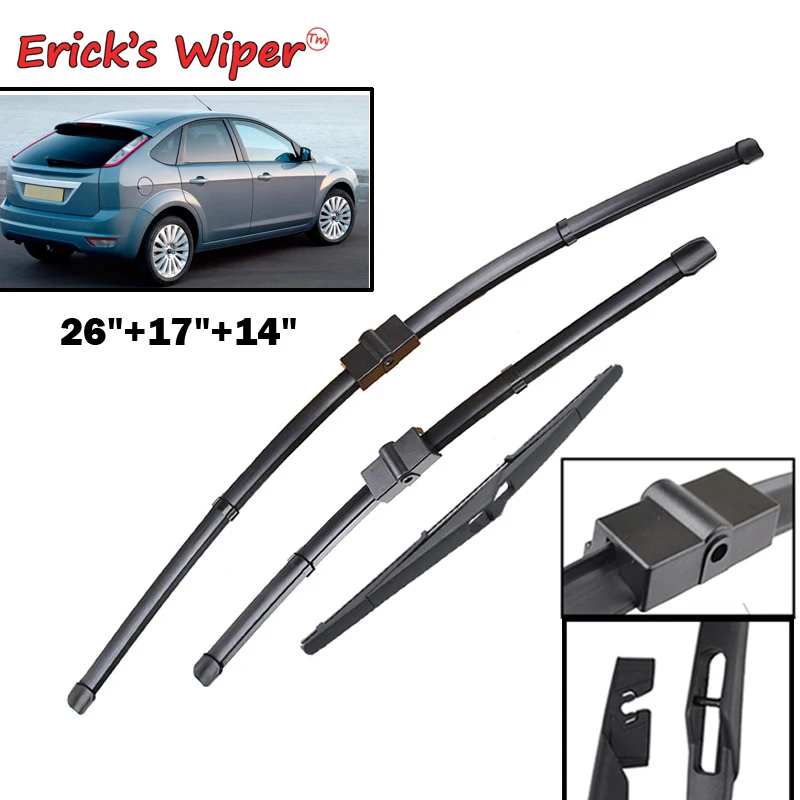 

Щетки стеклоочистителя Erick's для переднего и заднего стекла Ford Focus 2 люкс 2005 - 2011 щетки для ветрового стекла для окон 26 + 17 + 14 дюймов